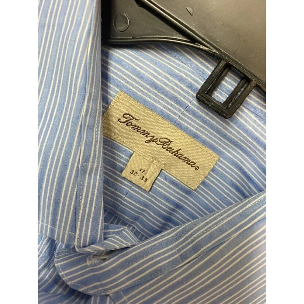 Tommy Bahama Men's Striped Blue Button Down Shirt Size (17  32-33) Long Sleeve - Picture 6 of 7